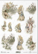 ITD A4 R1578 Heirloom Bunny Tales Rice Paper