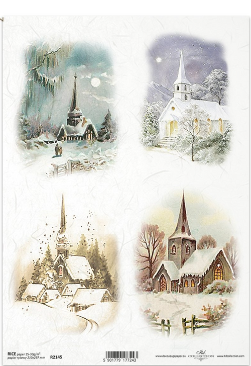 ITD  A4 Silent Night Chapels Rice Paper  R2145