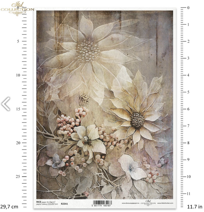 ITD A4 Classic Autumn Sunflower Rice Paper  R2341