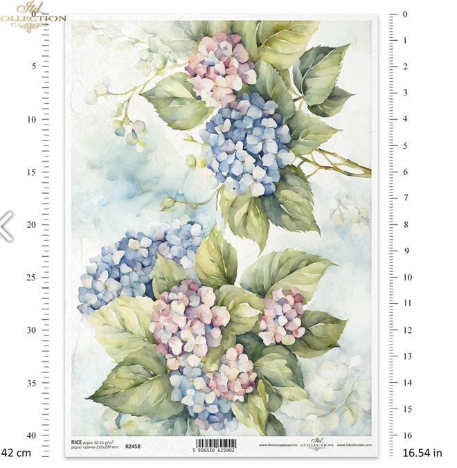 A4 Hydrangea Duo ITD Collection Decoupage Paper R2458