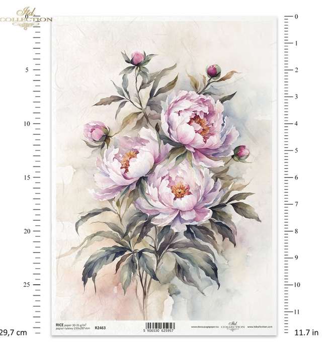 A4 Pink Flower ITD Collection Decoupage Paper R2463