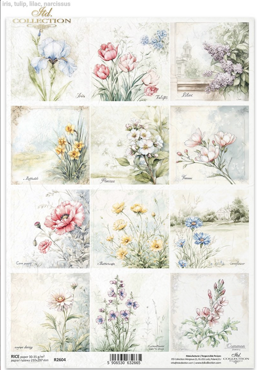 ITD A4 R2604 Cottage Herbarium Rice Paper