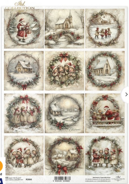 ITD  A4 Wreathes and Wishes Rice Paper  R2666