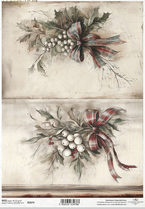 ITD  A4 Plaid Tidiings in Red Rice Paper  R2674