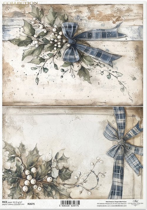 ITD  A4  Winter Wishes in Blue Rice Paper  R2675