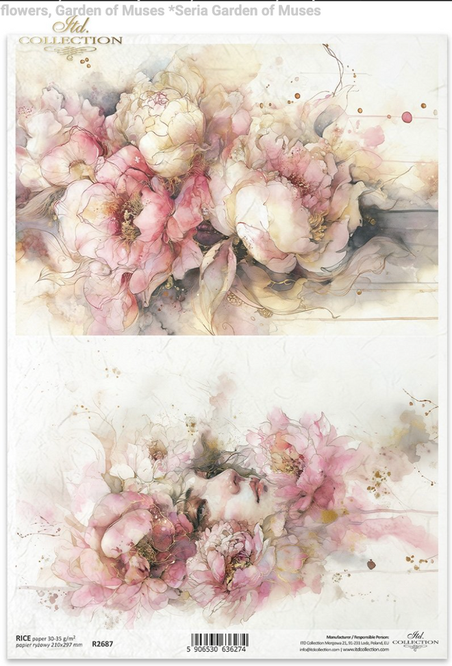 ITD  A4 Garden of Muses Diptych Rice Paper  R2687