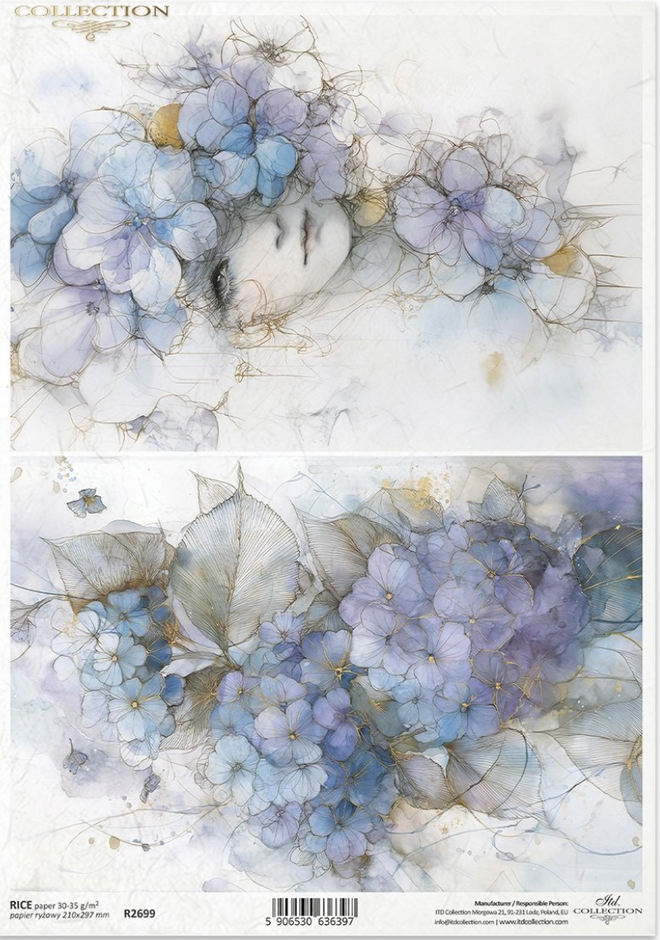 ITD  A4 Hydrangea Muse Rice Paper  R2699