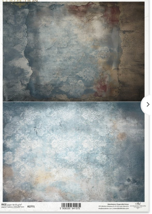 ITD  A4 Quiet Blue Relic Rice Paper  R2771