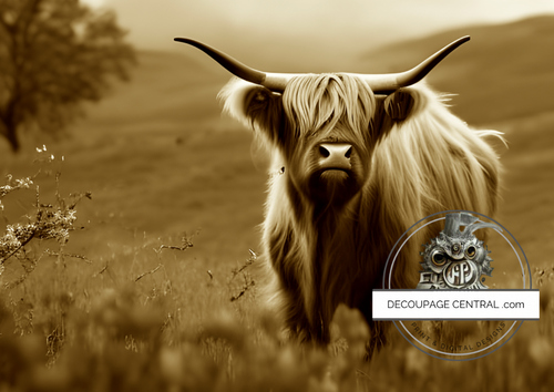 DIGITAL IMAGE: Highland Cow SEPIA .  Instant Download