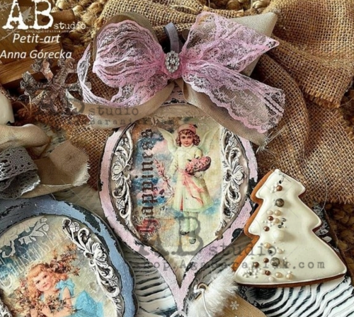 A4 More Shabby Christmas Crafts Rice Paper, AB Studios 0360
