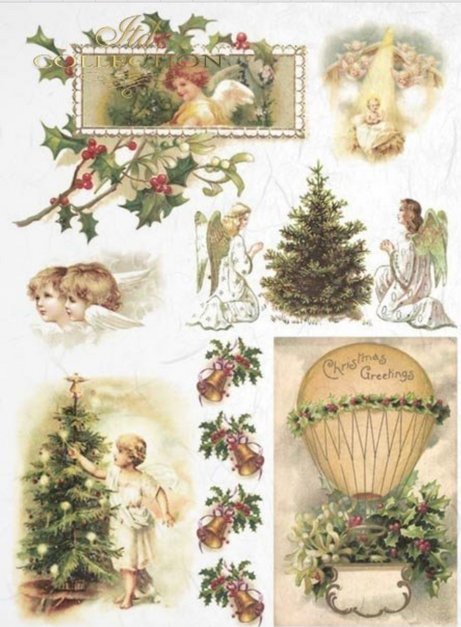 A4 ITD Angels Christmas Decoupage Paper. R0454
