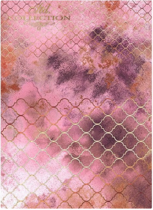 A4 Pink Moroccan Clover, ITD Rice Paper R1595