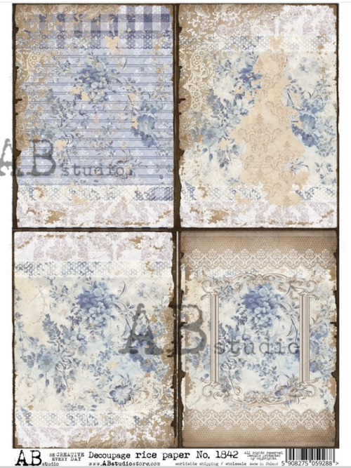 A4  Little Denim Rice Paper, AB Studios 1842