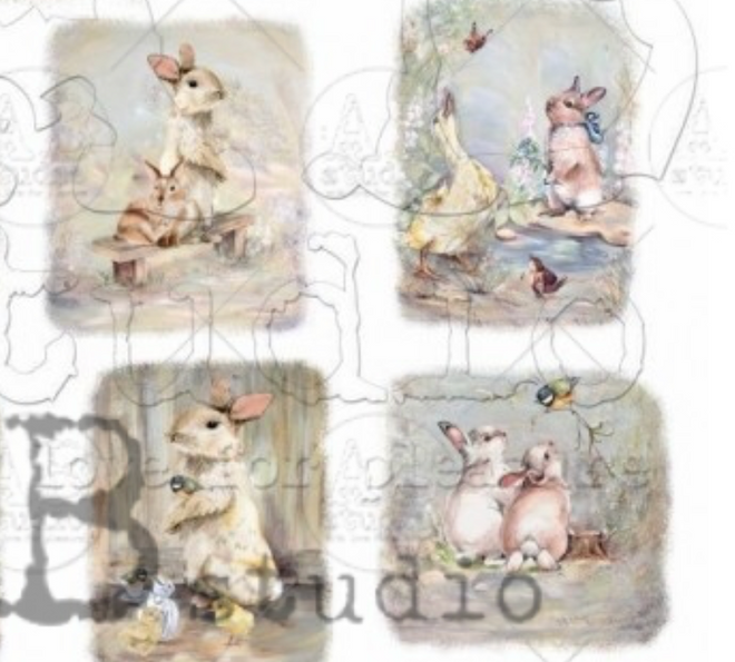 A4 AB Studios  Mini Spring Bunny Collection Rice Paper  1251