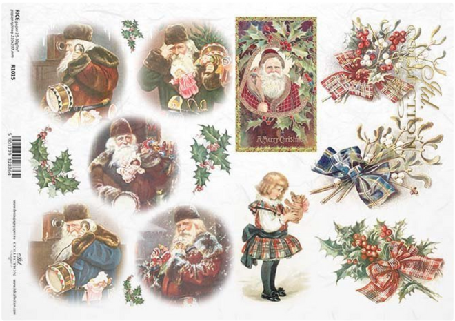 A4 NEW! Elements of Christmas Decoupage Paper R1015