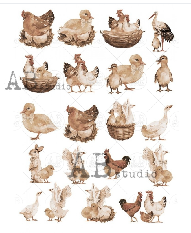 A4 Chicken and Duck Minis Rice Paper, AB Studios 1299