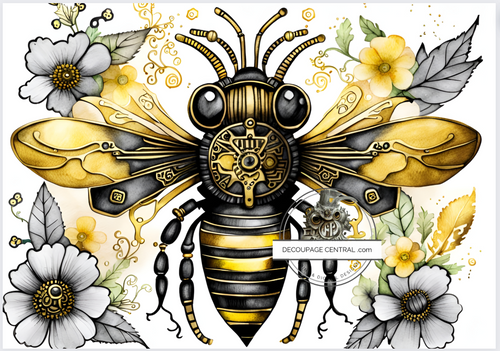 DIGITAL IMAGE: Steampunk Bee  Instant Download