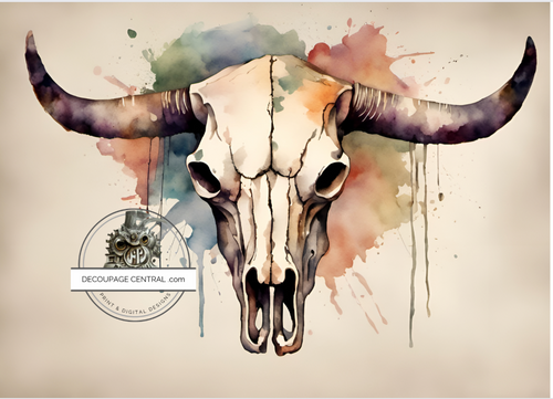 DIGITAL IMAGE: Watercolor Skull Instant Download