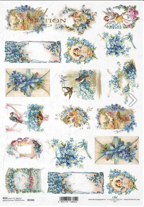 A4 Victorian Cherubs and Angels Montage , ITD Rice Paper 1343