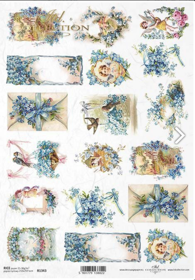 A4 Victorian Cherubs and Angels Montage , ITD Rice Paper 1343