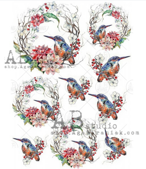 A4 Hummingbirds in Wreath 0234