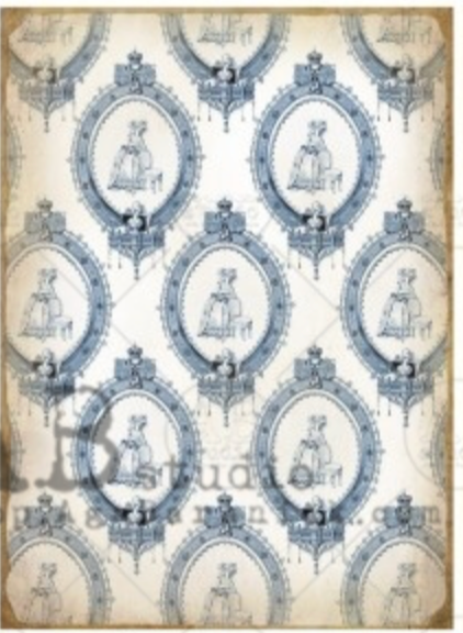 A4 Blue Moroccan Wall paper Rice Paper 0490