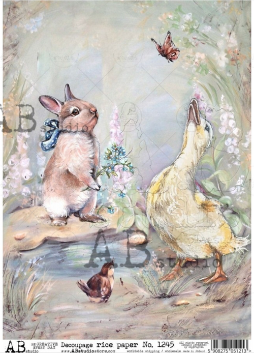A4 Duckling and Bunny Rice Paper 1245