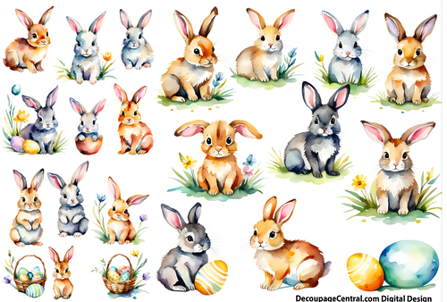 DIGITAL IMAGE: Fluffle of Bunnies Instant Download