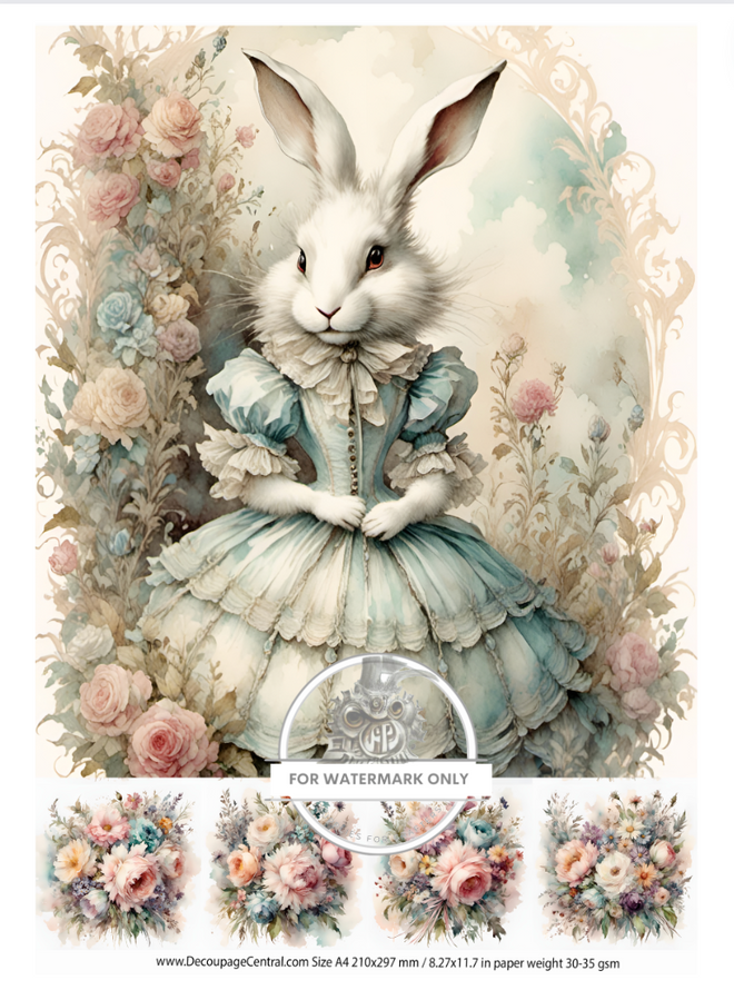 DIGITAL IMAGE: Victorian Bunny Instant Download