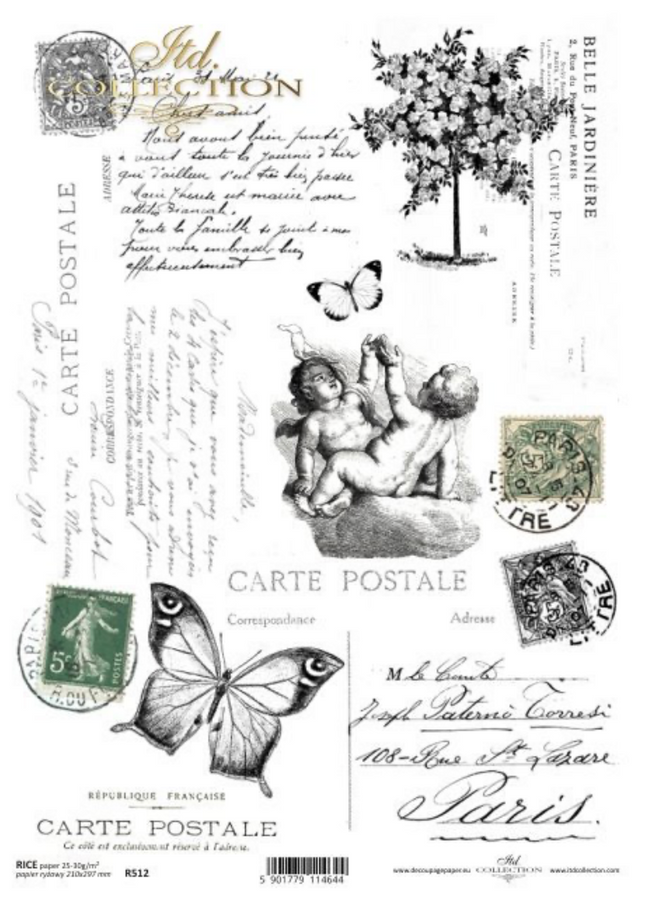 A4 French Label Carte Postale Rice Paper  R0512