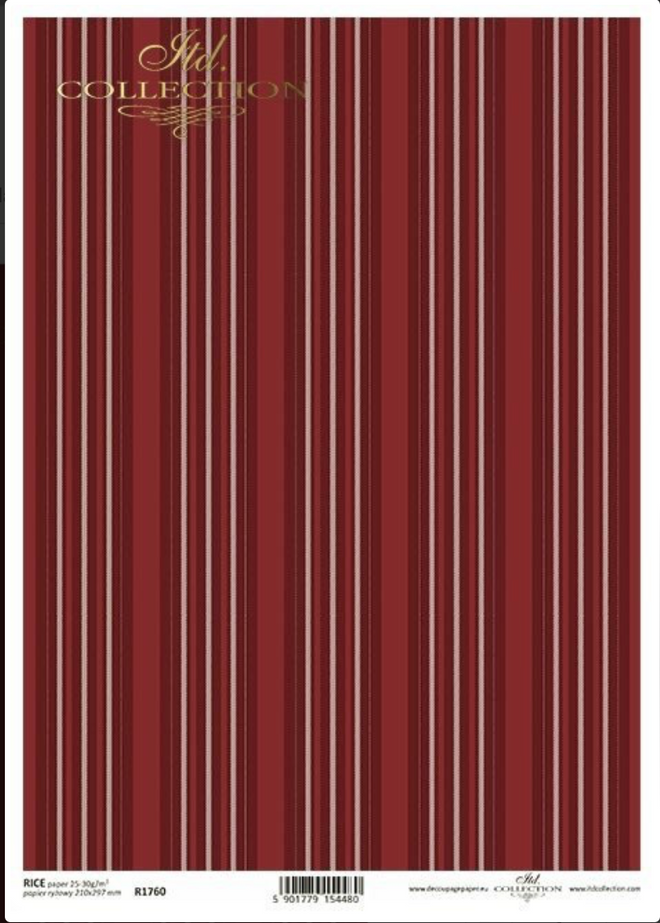 ITD A4 Rice Paper Deep Red Stripes 1760
