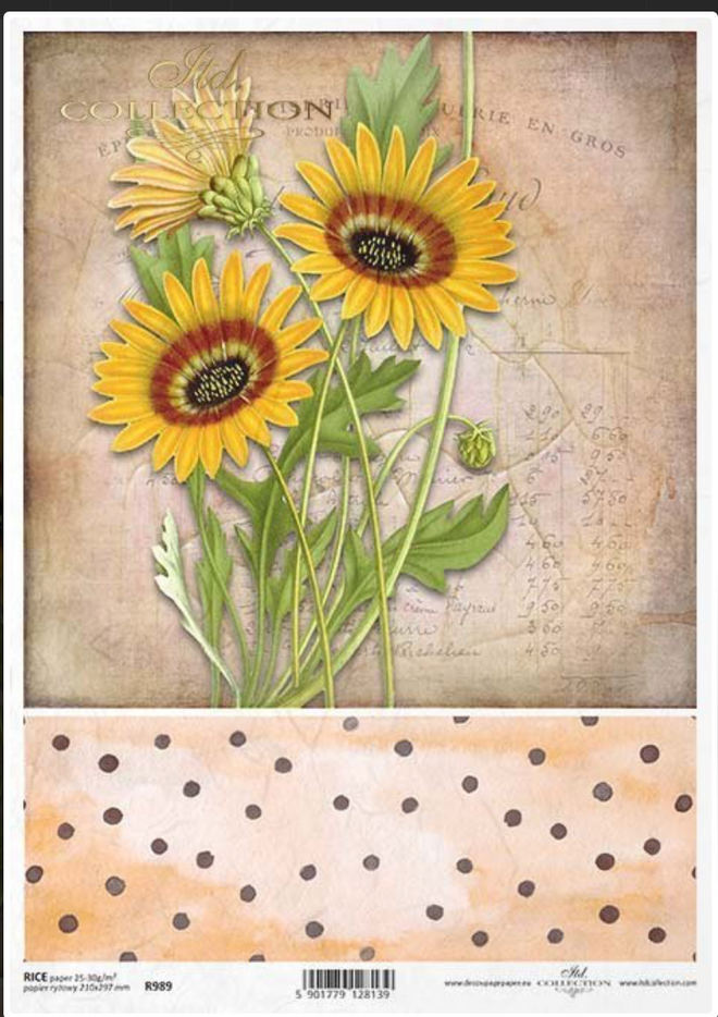 ITD A4 Sunflower Ledger Rice Paper  0989