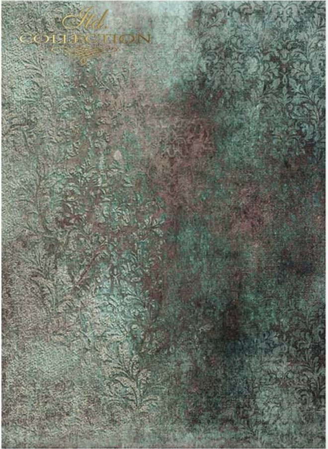 A4 Green Damask Background Decoupage Paper R1945