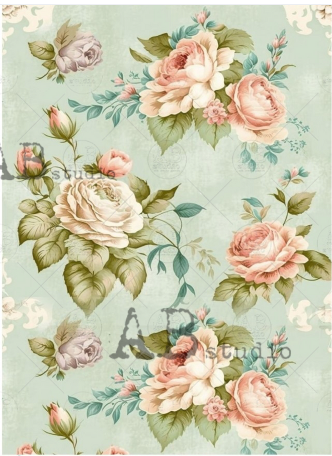 A4 Milky Valley Dream Mint Rose Background  ID51