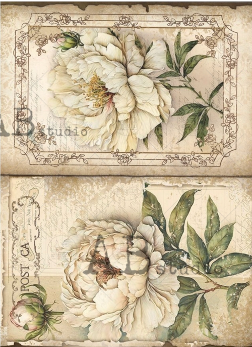 A4 175 Creamy Roses Rice Paper ID 75