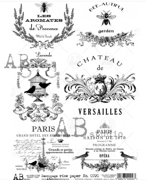 A4 Black and White French Label  AB 0720