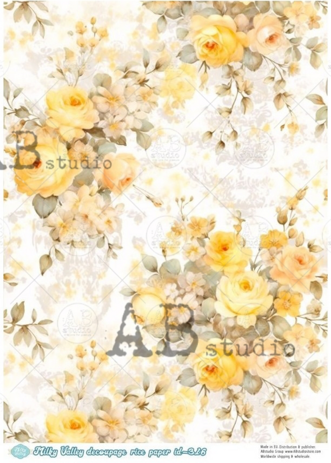 A4 Petite Yellow Rose Background Milky ID316