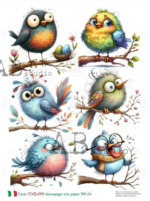 A4 Cartoon Birds  Carte Italiano 64
