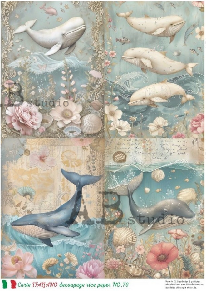 A4 Watercolor Whales Carte Italiano 76