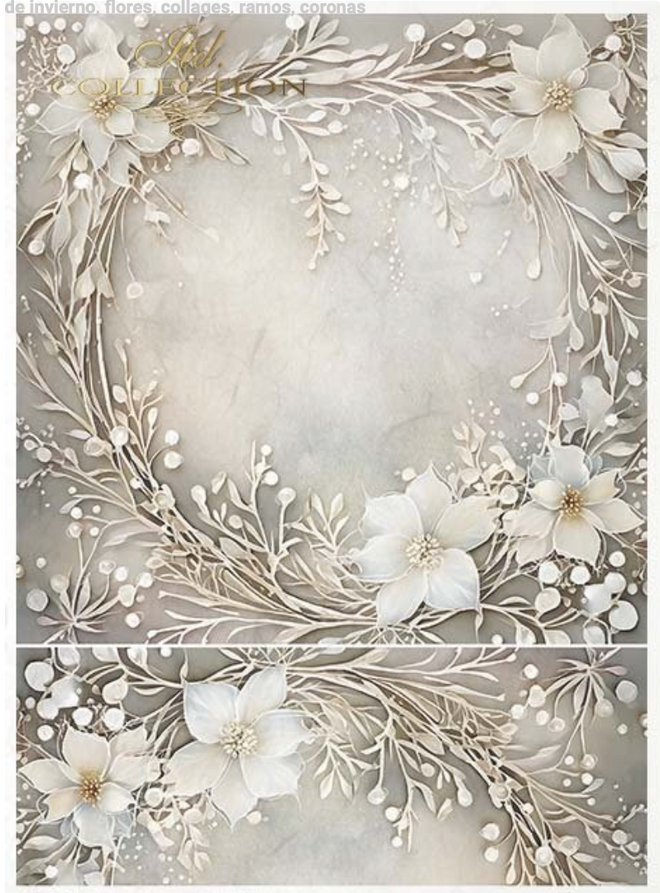 A3 ITD White Wreath  Decoupage Paper R1167L