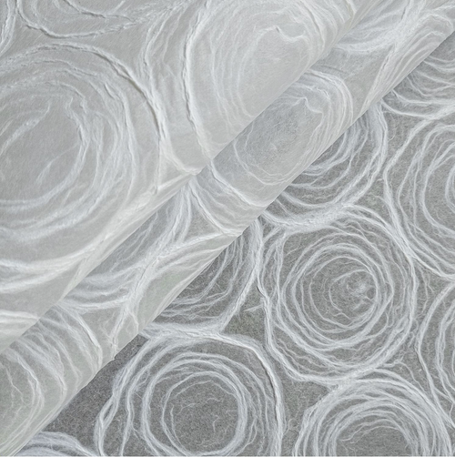 Handmade Rose White Lace Kozo Paper , 22 x 30 inches