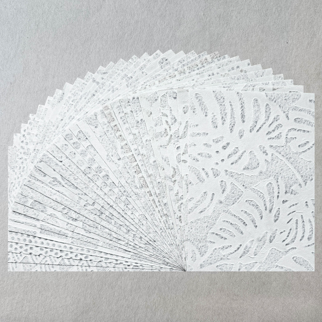 A4 Handmade Lace Kozo Paper Pack, 30 Sheets, 15 Designs