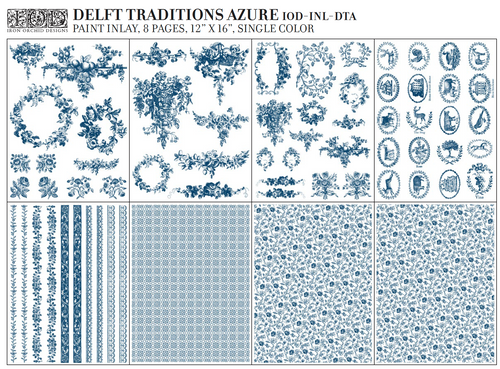 IOD Delft Traditions AZURE, Paint Inlays 12" x16" Pad, 8 pages