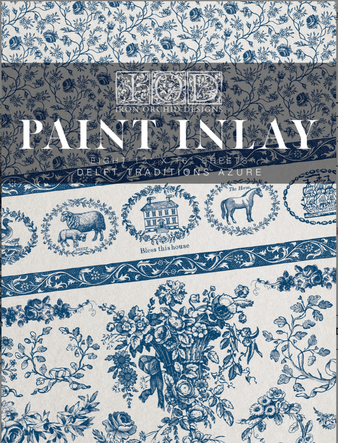 IOD Delft Traditions AZURE, Paint Inlays 12" x16" Pad, 8 pages