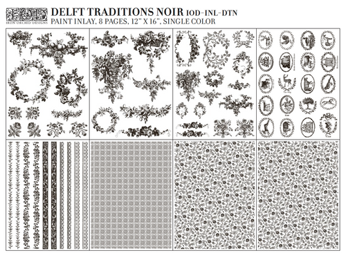 IOD Delft Traditions NOIR, Paint Inlays 12" x16" Pad, 8 pages