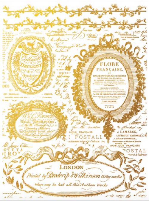 IOD GILDED GOLD FOIL Transfer Etiquettes,  Rub on Transfer 12" x16" Pad