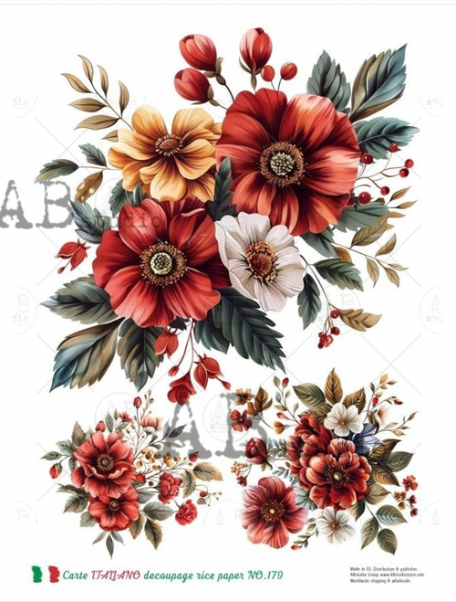 A4 Red Flowers Trio Carte Italiano 179