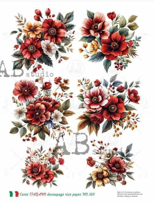 A4 Red Flowers Multi Carte Italiano 180