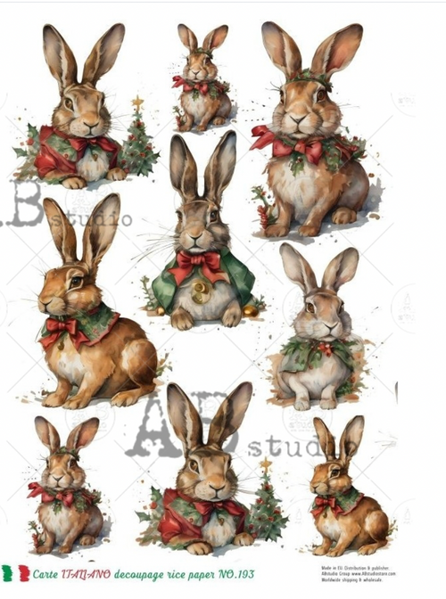 A4 Italian Christmas Bunnies Carte Italiano 193