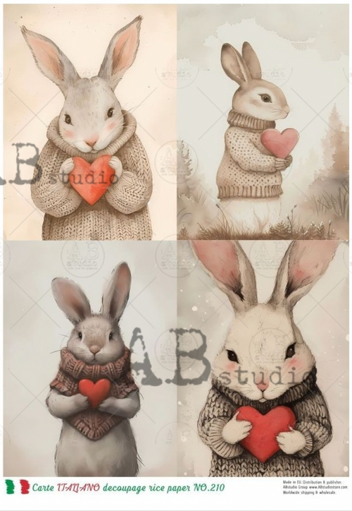 A4 Bunnies in Knit Sweaters Carte Italiano 210